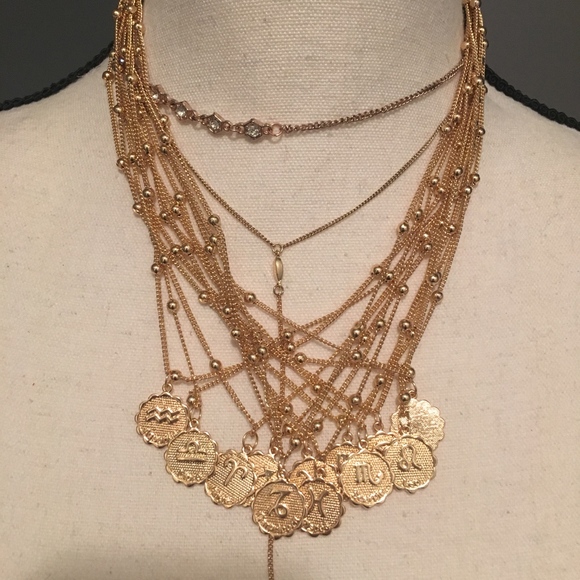 Zodiac Sign Astrological Beaded Gold Necklace - Picture 10 of 12